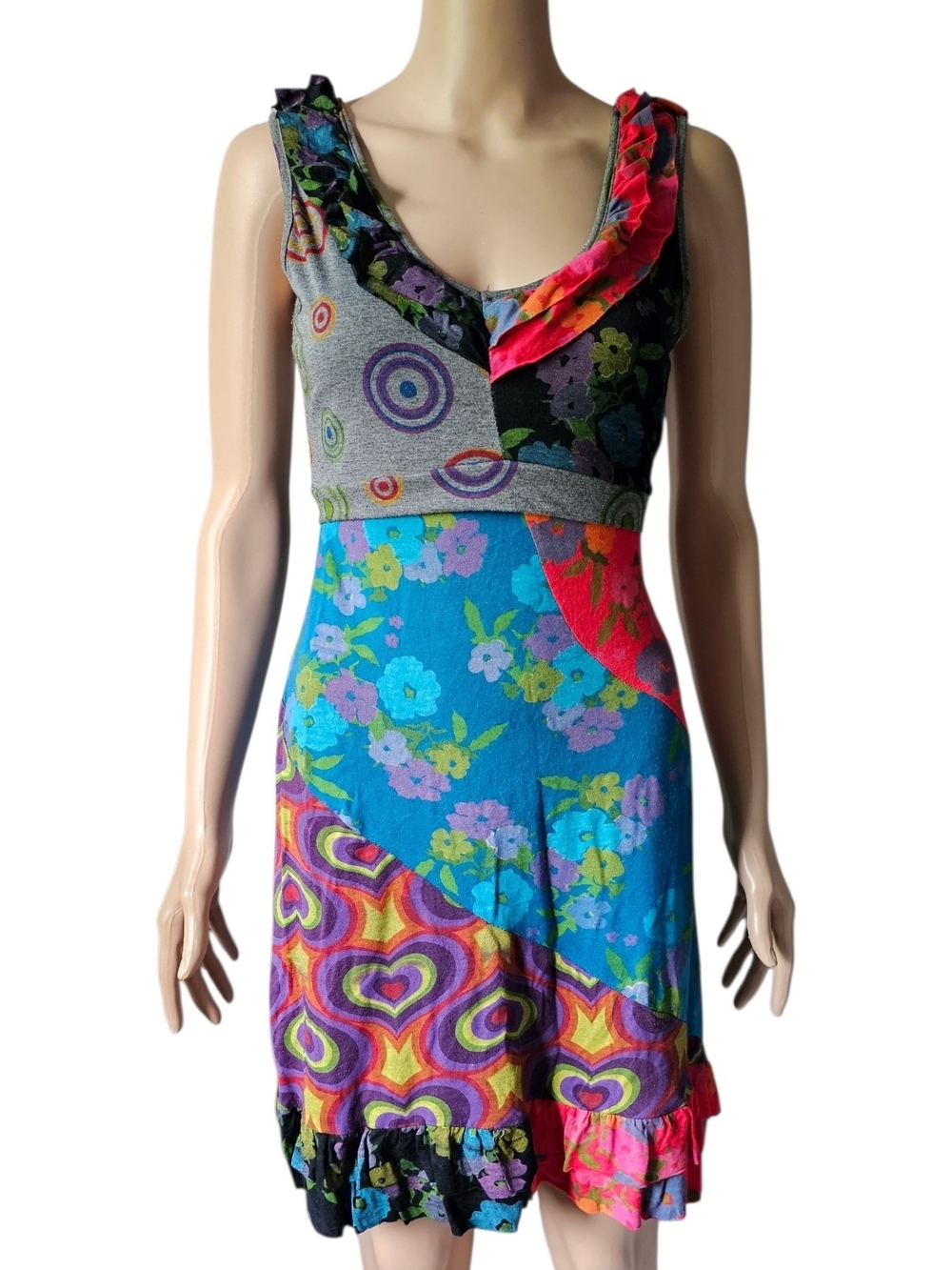 Y2K Caroline Morgan colorful patchwork mini dress 🌈✨